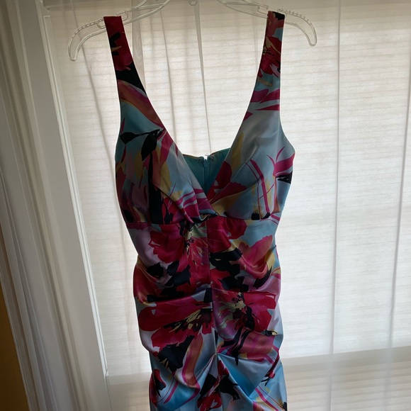 NWOT Cache Colorful Flower Ruched Dress Size 4 - Picture 1 of 8